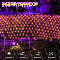 Echosari Halloween 720 Led Net Lights 20Ft X 13Ft Large Size Bush Lights Plug In Ip68 Fully Waterproof Outdoor Net Lights With