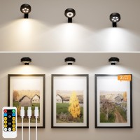 Nulmvic 3 Pack Picture Lights For Wallrechargeable Battery Operated Wall Lights Led Art Light For Painting With Remote Control