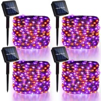 4 Pack Halloween Solar Fairy Lights 1312Ft 400 Leds Outdoor Twinkle Lights With 8 Modes Waterproof Silver Wire String Lights F