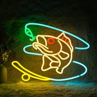 Fishing Neon Sign Dimmable Fish Neon Light For Wall Decor Led Usb Powered Fishing Hook Lights For Fishing Gear Store Yacht Man C