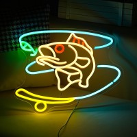 Fishing Neon Sign Dimmable Fish Neon Light For Wall Decor Led Usb Powered Fishing Hook Lights For Fishing Gear Store Yacht Man C