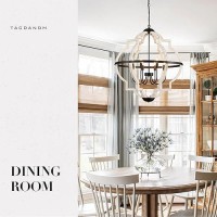 Tacdandm 315 8Light Farmhouse Chandelier For Dining Room Vintage Rustic White Wood Pendant Light Fixtures Globe Hanging Ceil