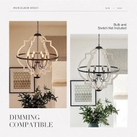 Tacdandm 315 8Light Farmhouse Chandelier For Dining Room Vintage Rustic White Wood Pendant Light Fixtures Globe Hanging Ceil