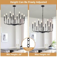 Zuyurt 12Light Black Chandelier Light Fixture Modern Farmhouse Chandelier For Dining Room Hanging Lighting Metal Candle Chand