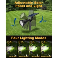 Fratink Solar Spot Lights Outdoor 14 Led Outdoor Solar Lights For Yard 4 Mode Solar Spotlights With Auto Onoff 2In1 Waterp