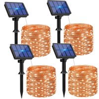 4 Pack Solar Halloween String Lights Outdoor 320Led 132Ft Orange Solar Fairy Lights Outside Waterproof 8 Modes Solar Powered