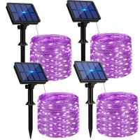 4 Pack Solar String Lights Outdoor 320Led 132Ft Halloween Solar Fairy Lights Outside Waterproof 8 Modes Purple Solar Powered