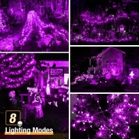 4 Pack Solar String Lights Outdoor 320Led 132Ft Halloween Solar Fairy Lights Outside Waterproof 8 Modes Purple Solar Powered