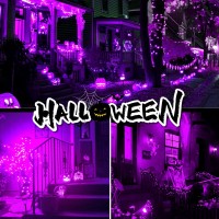 4 Pack Solar String Lights Outdoor 320Led 132Ft Halloween Solar Fairy Lights Outside Waterproof 8 Modes Purple Solar Powered