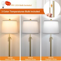 Gold Floor Lamp For Living Room Tall Standing Lamp With 3 Color Temperatures Modern Brass Floor Lamps For Reading Bedroom Offic