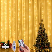 Adoric Fairy Lights 300 Led Window Curtain Lights Usb Plug In 8 Modes Christmas String Hanging Lights With Remote Control For B