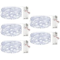 5 Pack Fairy Lights Battery Operated 7Ft 20Led String Lights With Timer Waterproof Silver Wire Fairy Lights Battery Powered Twi