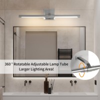 Faziyo Sand Nickel Vanity Light For Bathroom 360 Rotatable Lighting Fixtures 24 Inch Dimmable Modern 4000K Bathroom Sconces Over