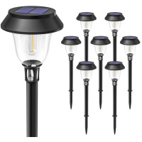 Solar Pathway Lights 8 Pack Led Solar Lights Outdoor Waterproof 3200K Landscape Lighting 2 Brightness Mode Solar Path Lights La