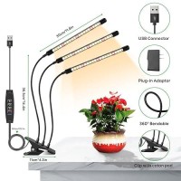 Lpmzmbl Grow Lights For Indoor Plants Full Spectrum 3 Heads Plant Grow Light With Clip 10 Dimmable Levels And 3912H Timer F