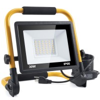 Orhomelife 30W 3000Lm Led Work Light 300W Equivalent 6000K Ip66 Waterproof Flood Lights 131Ft 4M Cord With Plug Portable Led