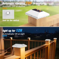 Volisun 4X4 Solar Post Cap Light Outdoor Waterproof 12Pack Solar Fence Post Lights For 4X4 Woodenvinyl Post White Deck Post C