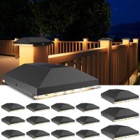 Volisun 4X4 Solar Post Cap Light Outdoor Waterproof 16Pack Solar Fence Post Lights For 4X4 Woodenvinyl Post Black Deck Post C