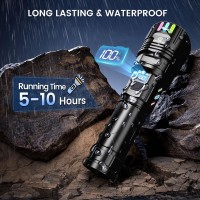 Super Bright Flashlight 1000000 High Lumens Rechargeable Powerful Long Distance 3280Ft Strong Led Flash Lights Long Lasting 10H