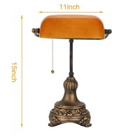 Nissafors Bankers Lamp With Pull Switch Amber Glass Desk Lamp With Retro Blackgold Finish Vintage Table Lamps For Living Room