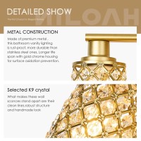 Niloah 3 Light Gold Vanity Light Fixtures Modern Farmhouse Vanity Light Bathroom Lights Over Mirror Crystal Vanity Lighting Fi