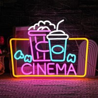 Lulanmp Popcorn Neon Sign For Business Cinema Neon Light Movie Led Neon Sign Usb Powered Led Neon Light For Cinema Vedio Room Li