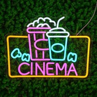 Lulanmp Popcorn Neon Sign For Business Cinema Neon Light Movie Led Neon Sign Usb Powered Led Neon Light For Cinema Vedio Room Li