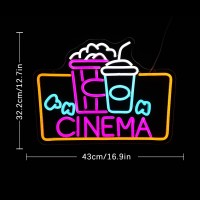 Lulanmp Popcorn Neon Sign For Business Cinema Neon Light Movie Led Neon Sign Usb Powered Led Neon Light For Cinema Vedio Room Li