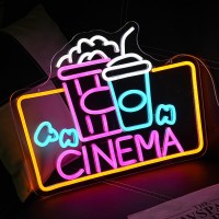 Lulanmp Popcorn Neon Sign For Business Cinema Neon Light Movie Led Neon Sign Usb Powered Led Neon Light For Cinema Vedio Room Li