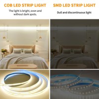 Yeewhale 100Ft Cob Led Strip Lights 3000K Warm White Dimmable Dc 24V Flexible Led Tape Light For Bedroom With Remote And App Co