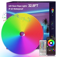 328 Ft Neon Rope Lights Outdoor Ip65 Waterproof Led Strip Lights With Remote Control And App Control Music Synchronized Color