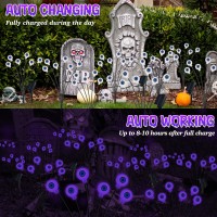 Outdoor Halloween Decorations Swaying Solar Eyeball Lights 2Pcs 12Led Firefly Lights 8 Modes Halloween Lights Waterproof Out