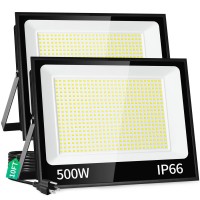 500W Led Flood Light Outdoor With Plug10Ft Cable2750W Eqv 60000Lm Ultra Bright 5000K Exterior Security Light Ip66 Waterpro