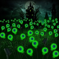 Outdoor Halloween Decorations Swaying Solar Eyeball Lights 2Pcs 12Led Firefly Lights 8 Modes Halloween Lights Waterproof Out