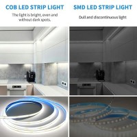 Yeewhale Cob Led Strip Lights 100Ft 6000K Dc 24V Dimmable White Flexible Led Rope Lights For Bedroom With Remote And App Control