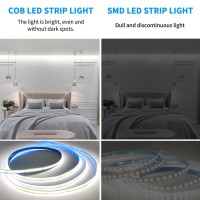 Yeewhale 100Ft Cob Led Strip Lights 6000K White Dimmable Dc 24V Flexible Led Tape Light For Bedroom With Remote And App Control