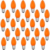 25 Pack C7 Led Halloween Lights Replacement Bulbsceramic Orange Night Light Bulbs 06Watt Plastic Shatterproof Led Bulb E12 Led