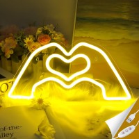 Sintenill Heart Hands Neon Sign Room Decor Heart Neon Signs For Wall Decor Aesthetic Usb Powered Neon Lights For Girls Dorm