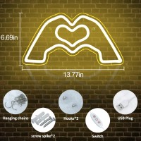 Sintenill Heart Hands Neon Sign Room Decor Heart Neon Signs For Wall Decor Aesthetic Usb Powered Neon Lights For Girls Dorm