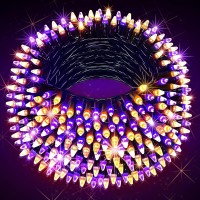 300 Led Halloween Lights Indoor Outdoor 100Ft Purple Orange String Lights With 8 Lighting Modes Timer Halloween Decoration