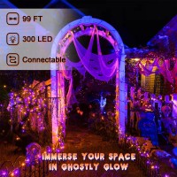 300 Led Halloween Lights Indoor Outdoor 100Ft Purple Orange String Lights With 8 Lighting Modes Timer Halloween Decoration