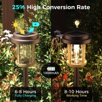 Xmcosy Solar Lights Outdoor 6 Pack Solar Pathway Lights Outdoor 15 Lm Led Outdoor Solar Lights Ip 65 Waterproof Glass Solar