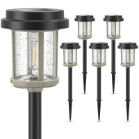 Xmcosy Solar Outdoor Lights 15 Lm Led Garden Lights With 2Tone Black Grey Seeded Glass Pathway Lights Ip65 Waterproof Sol