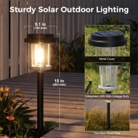 Xmcosy Solar Outdoor Lights 15 Lm Led Garden Lights With 2Tone Black Grey Seeded Glass Pathway Lights Ip65 Waterproof Sol