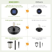 Xmcosy Solar Outdoor Lights 15 Lm Led Garden Lights With 2Tone Black Grey Seeded Glass Pathway Lights Ip65 Waterproof Sol