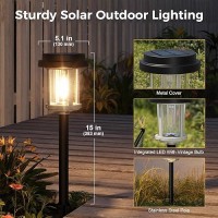 Xmcosy Solar Outdoor Lights 15 Lm Led Garden Lights With 2Tone Black Grey Seeded Glass Pathway Lights Ip65 Waterproof Sola