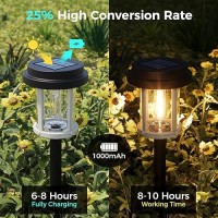 Xmcosy Solar Outdoor Lights 15 Lm Led Garden Lights With 2Tone Black Grey Seeded Glass Pathway Lights Ip65 Waterproof Sola