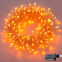 Orange Halloween Lights Outdoor 200 Led String Lights Indoor 8 Modes 66Ft Extendable Twinkle Lights Plug In For Thanksgiving