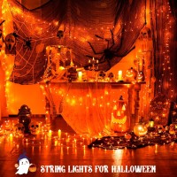 Orange Halloween Lights Outdoor 200 Led String Lights Indoor 8 Modes 66Ft Extendable Twinkle Lights Plug In For Thanksgiving