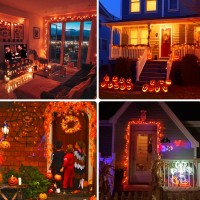 Orange Halloween Lights Outdoor 200 Led String Lights Indoor 8 Modes 66Ft Extendable Twinkle Lights Plug In For Thanksgiving